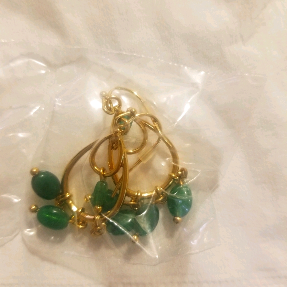 Colorful green beaded earrings